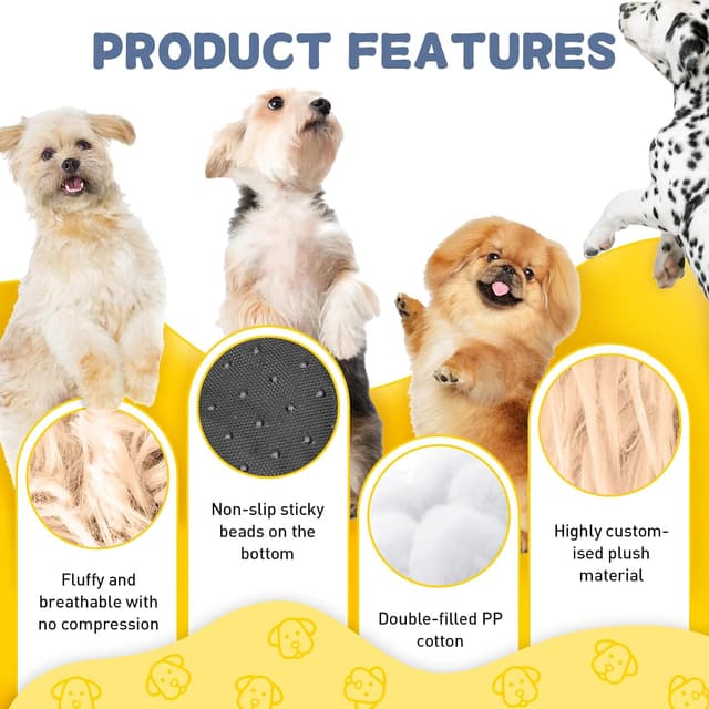 Detalle de LUOJINYI Flauschiges Donut-Hundebett (70 cm) in Kamel – waschbar mit rutschfestem Boden