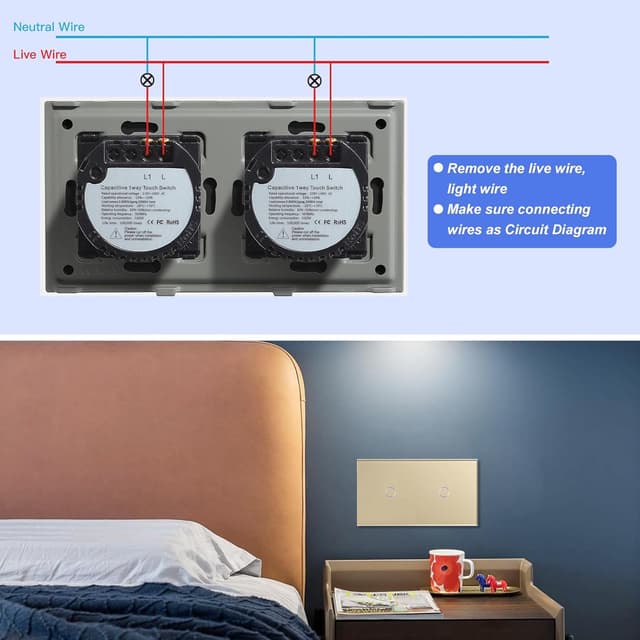 Thumbnail 4 de BSEED Interruptor táctil Oro 1 gang 1 vía