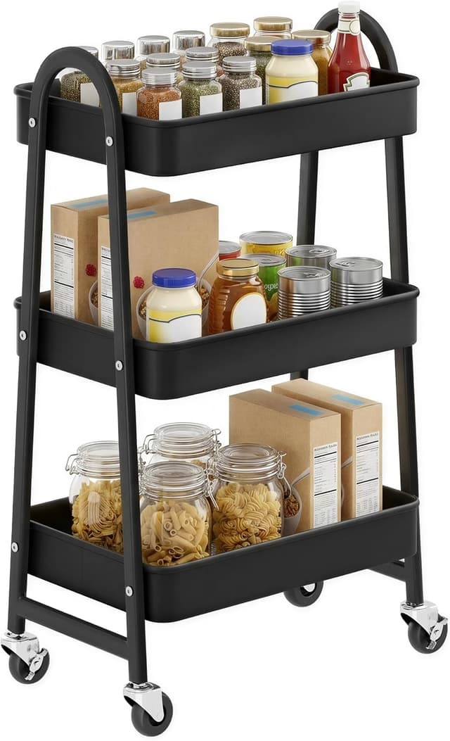 Thumbnail 6 de SONGMICS 3-Tier Rolling Cart 3-tier metal trolley 🛒