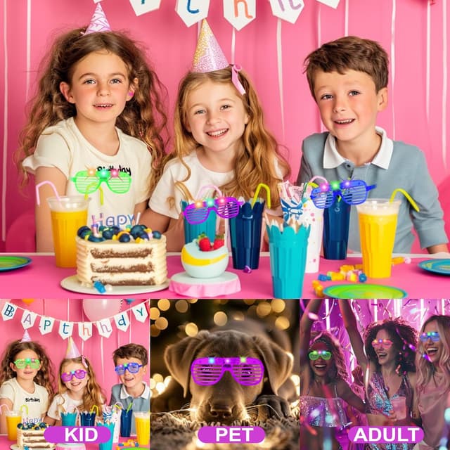 Detalle de Zaaaslsm 40-Pack LED Glow Glasses (Light-Up, Fast Blinking) for Parties & Events