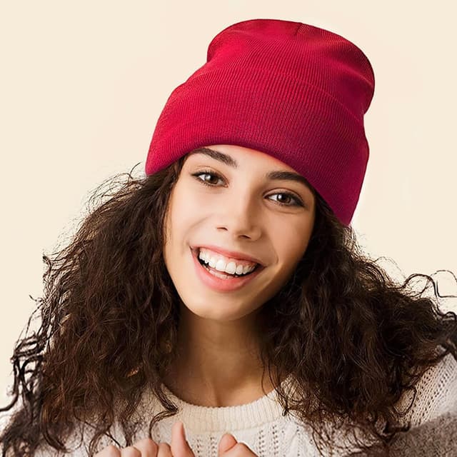 Detalle de Malaxlx satin-lined knit beanie hat – soft warm slouchy winter skull cap