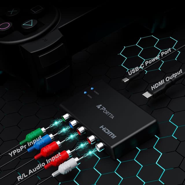 Detalle de Portta Component to HDMI Converter (YPbPr/RGB + R/L Audio to HDMI v1.3) for 1080P 60Hz