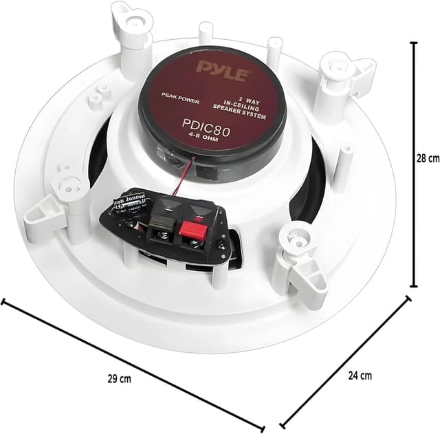 Detalle de Pyle Ceiling Speakers – Pair of 2-way 8" flush-mount midbass speakers with 1" titanium tweeter (20cm)