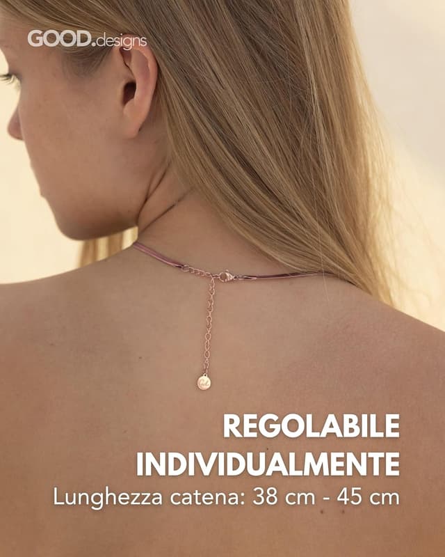 Detalle 2 de GD GOOD.designs EST. 2015 catena a serpente da donna: collana piatta senza pendente in acciaio impermeabile