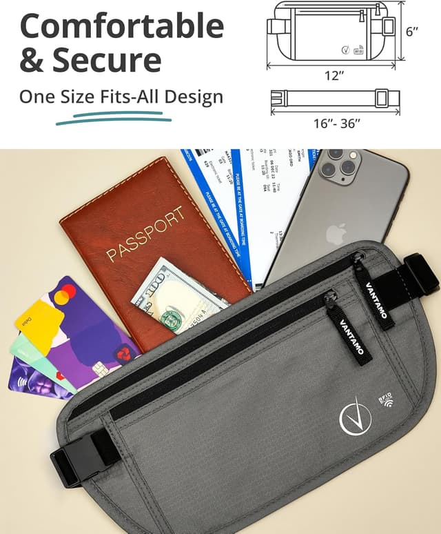 Thumbnail 1 de Vantamo Marsupio Ultrapiatto con protezione RFID 40-91 cm