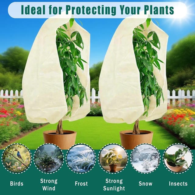 Thumbnail 6 de 2 Pack Plant Fleece Frost Protection Covers (60gsm, 80x100cm) with Gloves – Winter Garden Plant Covers for Pots