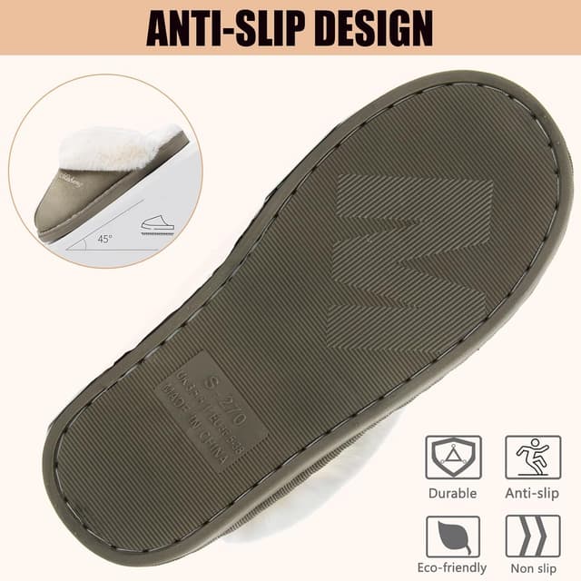 Detalle de Misolin chaussons homme/femme en faux daim à doublure mousse mémoire et semelle TPR antidérapante