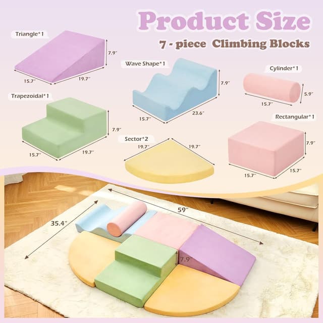 Thumbnail 1 de QUCHI 7-Piece Climbing Blocks for Toddlers