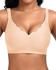 Detalle de Jiuday Nahtloser Push-up BH ohne Bügel für große Brüste – Soft Seamless T-Shirt Bra mit dünnen Polstern