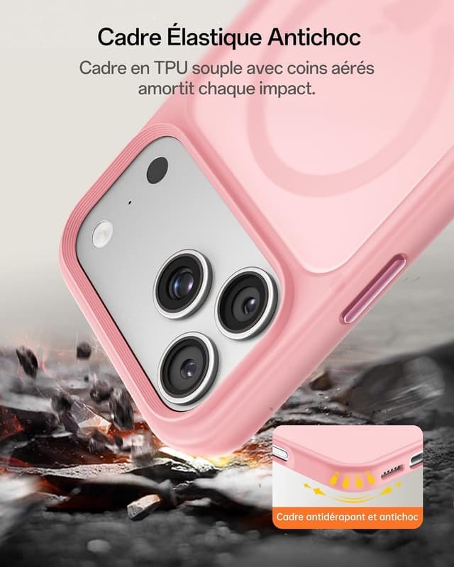 Detalle de UNBREAKcable coque magnétique MagSafe pour iPhone 17 Pro Max (6,9 pouces) – protection intégrale photo, rose