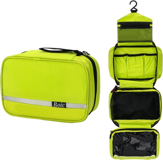 Detalle de Boic Kulturbeutel zum Aufhängen mit 4 Fächern (Oxford-Polyester), Reise-Kulturtasche in Cyan