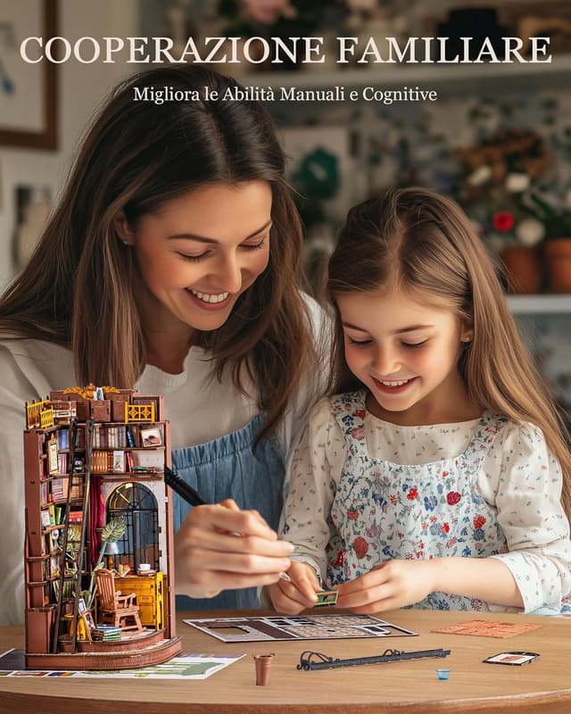 Thumbnail 6 de Rolife Book Nook Kit Silent Corner Study mini da costruire, puzzle 3D in legno con luci LED