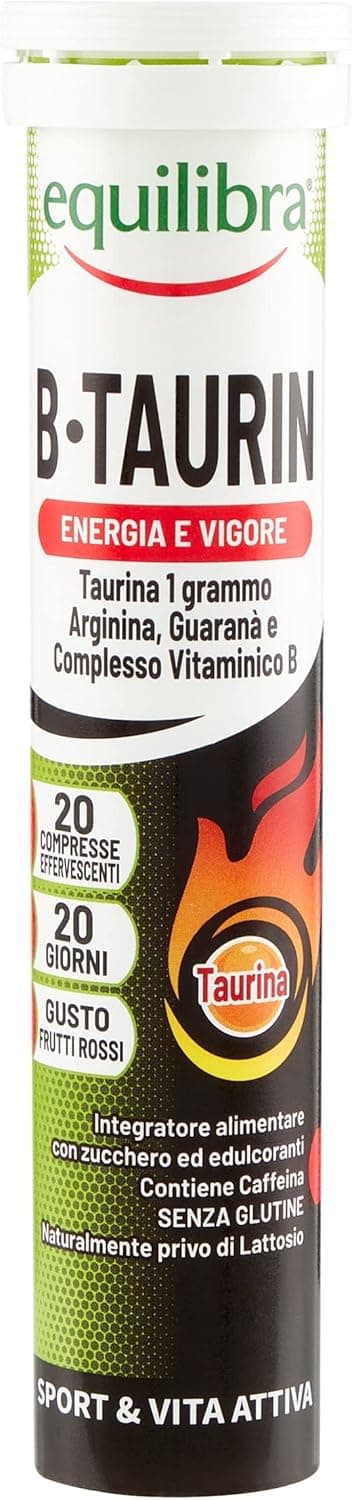 Detalle 2 de Equilibra B-Taurin: integratore effervescente con taurina, arginina, guaranà e vitamine del gruppo B (3 confezioni da 20 compresse)