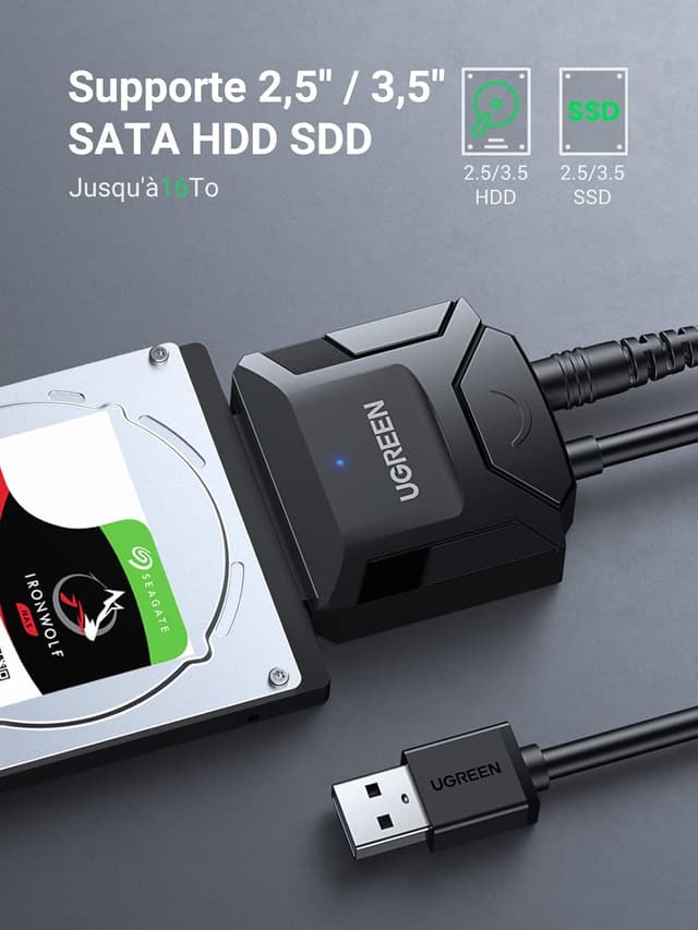 Detalle de UGREEN Adaptateur USB 3.0 SATA 5 Gbps