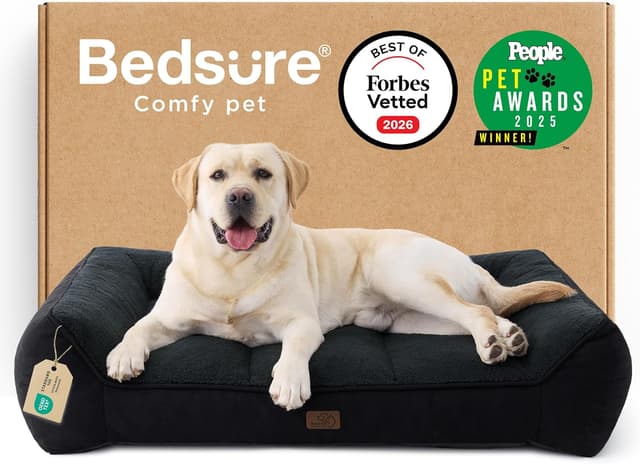 Detalle de Bedsure XL Orthopedic Dog Beds Large (114x81cm) – Extra Thick Support Sofa Bed with Waterproof Washable Cover, Black