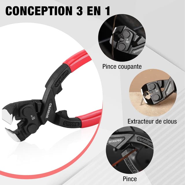 Thumbnail 4 de WORKPRO Tenaille russe 205 mm â pince coupante ergonomique đ