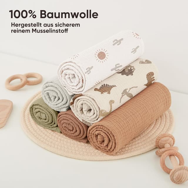 Thumbnail 5 de Bearmoss Moltontücher Baby Musselin 6er 60x60