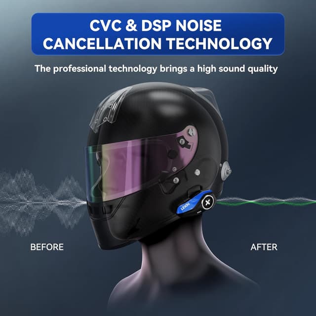 Detalle de LEXIN G2P Motorcycle Bluetooth Headset Intercom (1000m) with FM Radio, Noise Cancellation and Universal Pairing