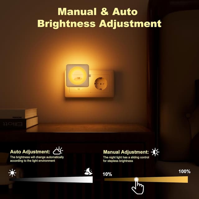 Detalle de Luz Nocturna Infantil 1800K Ámbar con Sensor y LED 🌙