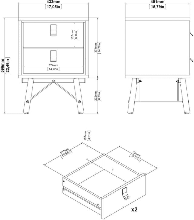 Detalle de Dmora Blanchette comodino rovere 43,3x40,1