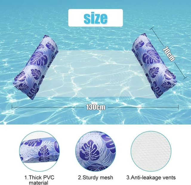 Detalle de 3 Pack Pool Hammock Floats with 2 Air Pumps – Inflatable Lilo Lounger for Adults (Water hammock, drifter & more)