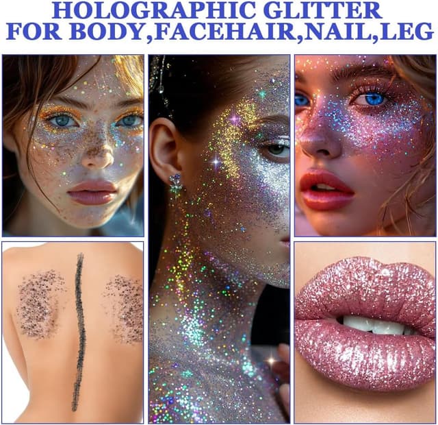 Thumbnail 6 de AOOWU Festival Gel Glitter per viso e corpo, set da 12 gel glitterato