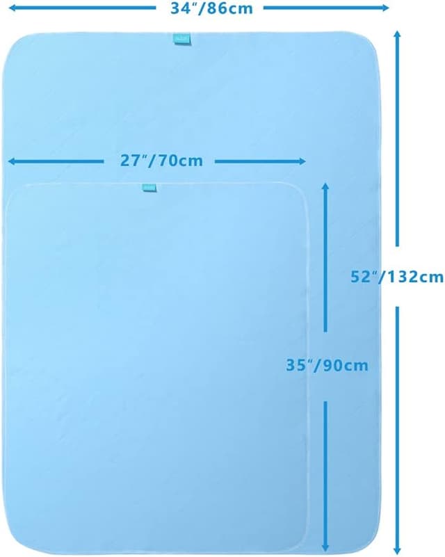 Detalle de Beedsooth set di 2 traverse impermeabili ad alta assorbenza 70x90 cm, blu