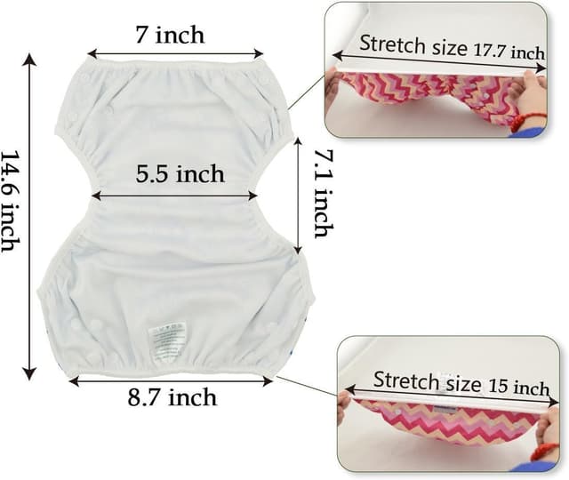 Detalle 2 de Teamoy 2-pack baby swimming trunks (swim nappy) with adjustable snaps