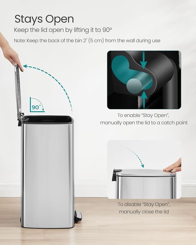 Detalle 2 de SONGMICS kitchen bin 30 L stainless pedal