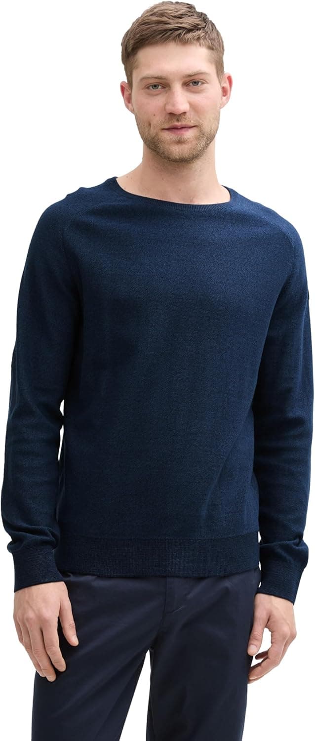 Detalle de TOM TAILOR 1045657 Pullover da uomo in cotone con piccolo logo