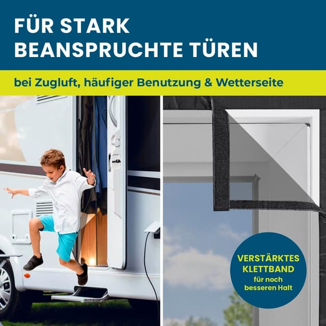 Detalle de Hoberg Insektenschutzvorhang für Campingwagen 60 x 180 cm mit XXL-Magnetbändern – selbstschließend