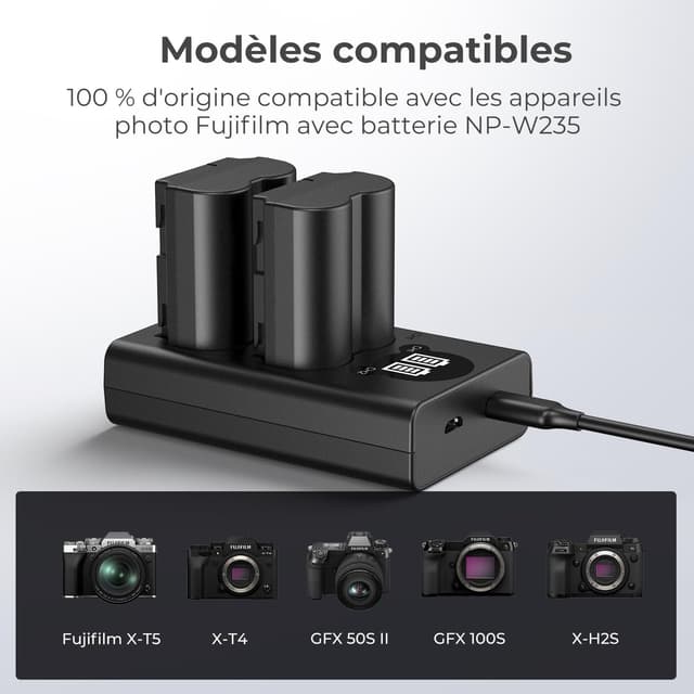 Thumbnail 2 de K&F CONCEPT NP-W235 Chargeur double LCD