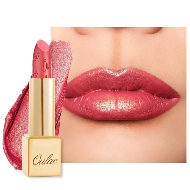 Detalle de OULAC Lippenstift Metallic Glanz Finish Fuchsie Glitzer (Viva La Vida) – 3D-Glanz, cremig, vegan