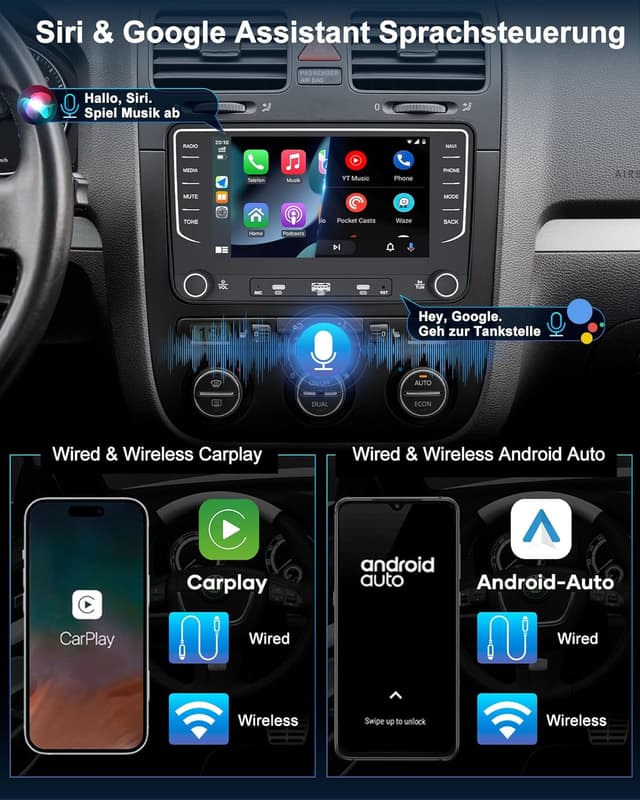 Detalle 2 de Autoradio 2+64GB Android 14 7 Zoll für VW Golf
