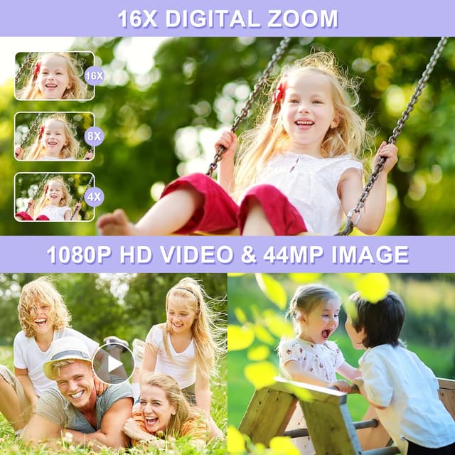 Detalle 2 de Digital Camera 1080P FHD 44MP Upgrade Purple