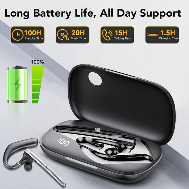 Detalle de Oreillette Bluetooth V5.4, 100 h d’autonomie