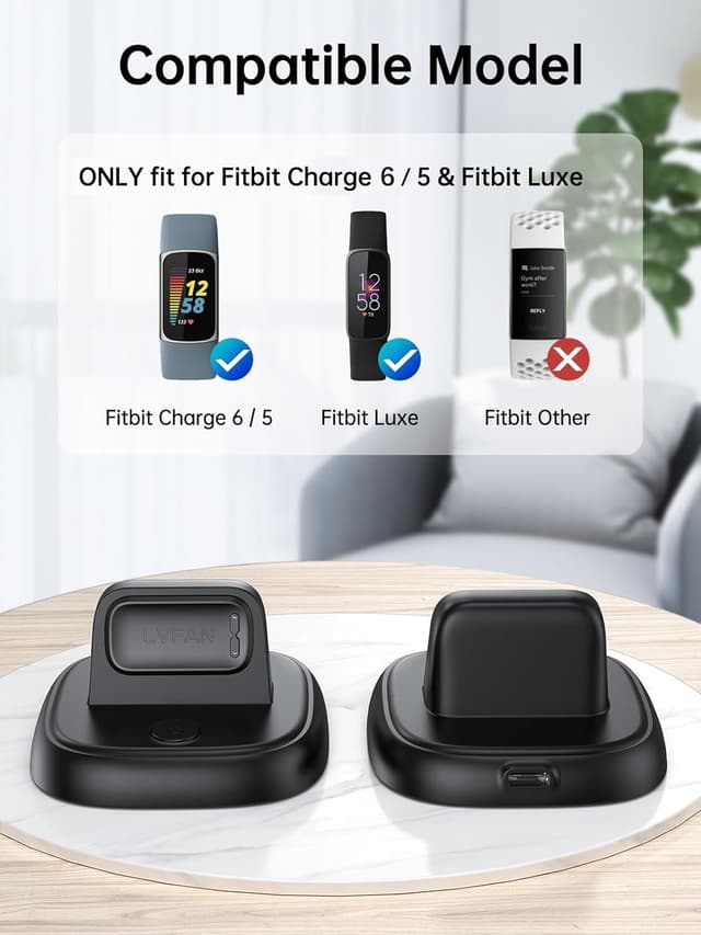 Detalle 2 de LVFAN Charger Stand for Fitbit Charge 6 Fast Charging Dock