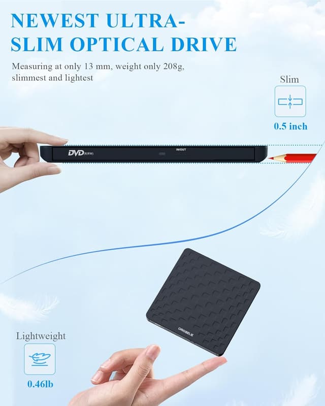 Thumbnail 1 de ORIGBELIE Grabadora CD DVD Externa USB 3.0 13 mm