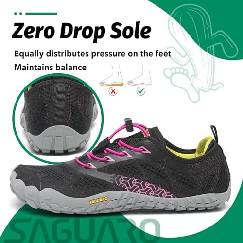 Detalle de SAGUARO Barefoot minimalistas para training y trail (rosa magenta) – suela zero drop y puntera ancha