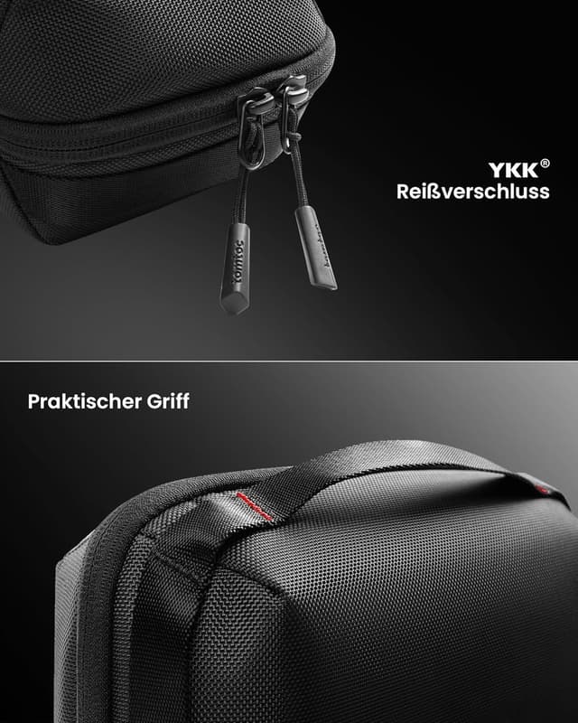 Detalle de tomtoc Kabeltasche/Zubehörtasche für Elektronik – Tech Pouch für Kabel, Adapter, Festplatte & Karten, schwarz