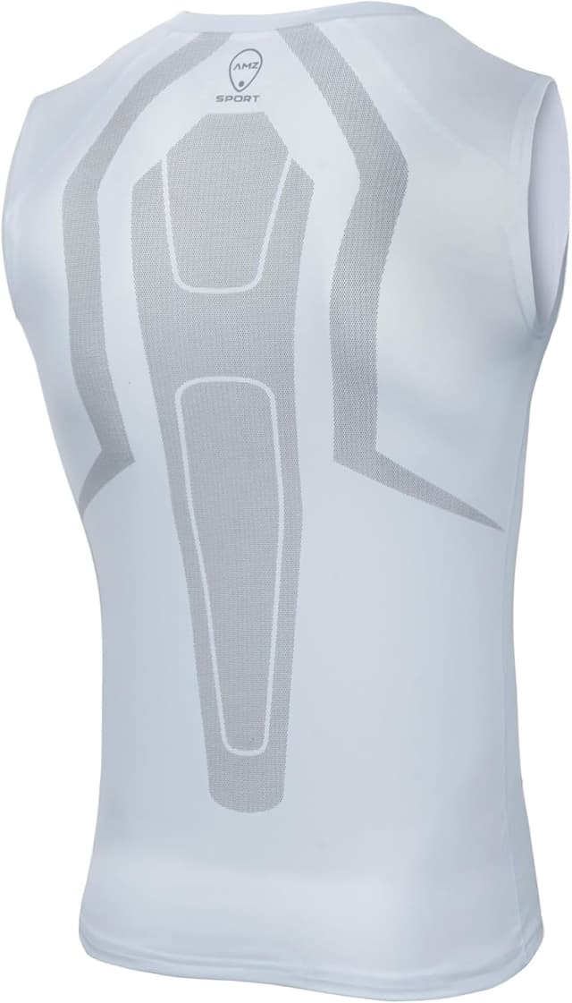 Detalle de AMZSPORT canotta compressiva da uomo a asciugatura rapida, base layer senza maniche