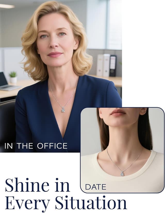 Detalle 2 de MomentWish Collana Moissanite Donna con solitario in argento 925 dorato (bianco/rosa/giallo), pendente a cuore