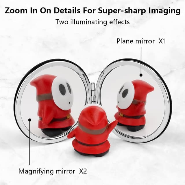 Detalle 2 de OSDUE Specchio da Viaggio Portatile bifacciale con ingrandimento 2x