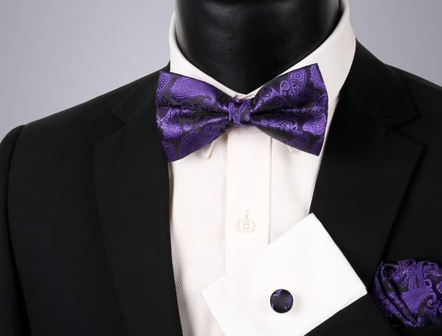 Detalle de Alizeal Mens Solid Pre-tied Party Adjustable Bow Tie, Cummerbund & Pocket Square Gift Set