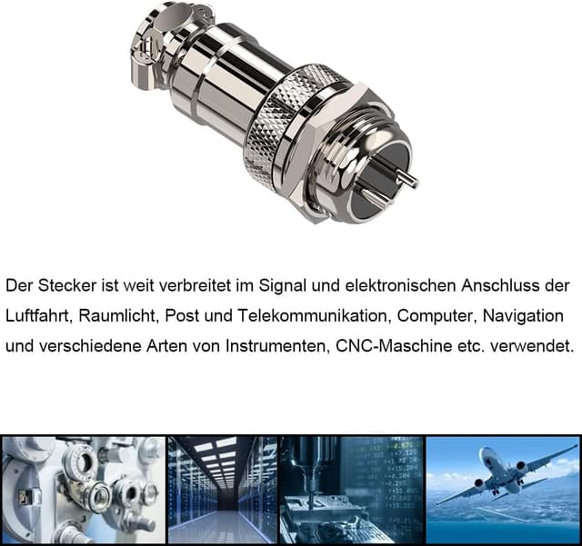 Detalle 2 de CLDIY GX16 2‑poliger Metallrundstecker 10 Stück 🔌