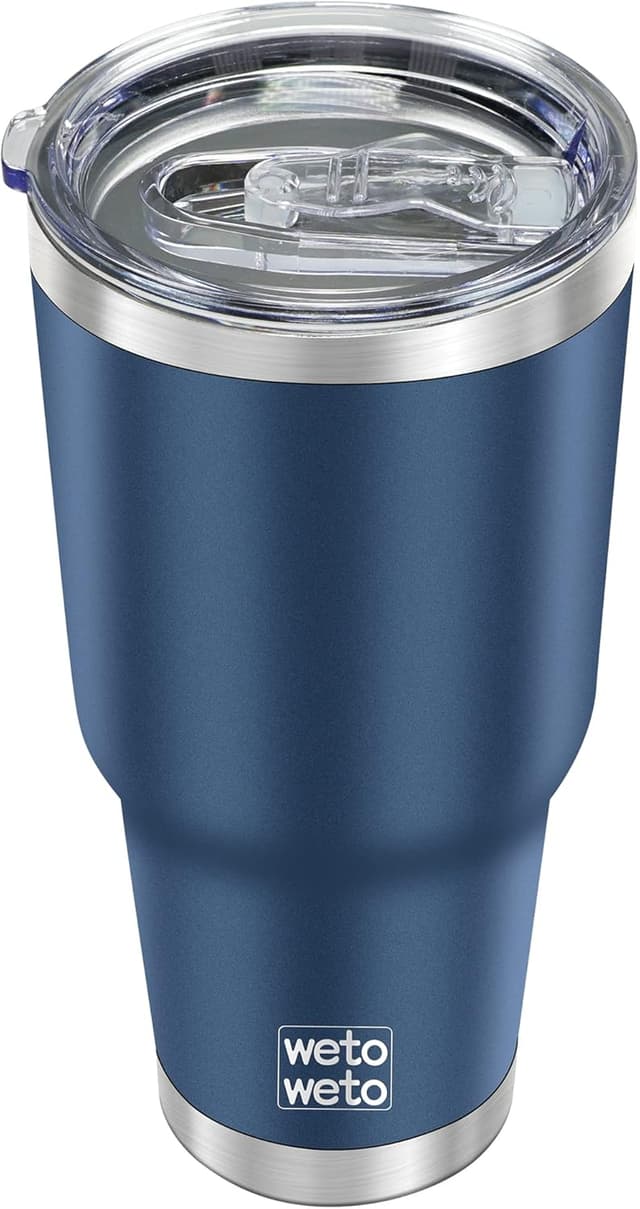Detalle de WETOWETO 30 oz Vacuum Insulated Stainless Steel Travel Tumbler with Lid (Blue)