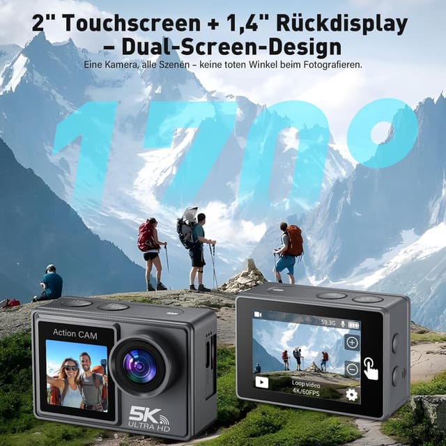 Detalle 1 de Ruycllo Action Cam 5K 50 MP Unterwasserkamera