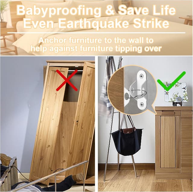 Detalle 2 de JIUDONE Furniture Anchors 12 pack anti-tip