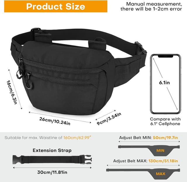 Thumbnail 1 de Huntvp Sac Banane Grande Taille Noir