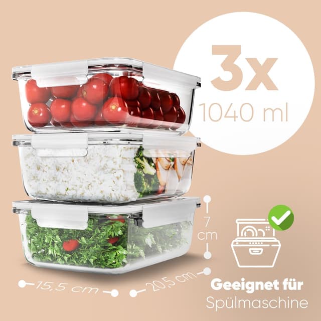 Detalle 2 de Classbach Meal Prep Boxen 3x 1.040 ml